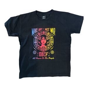 Obey Little Black Tee “Make Art Not War” Graphic T-Shirt XS | EUC